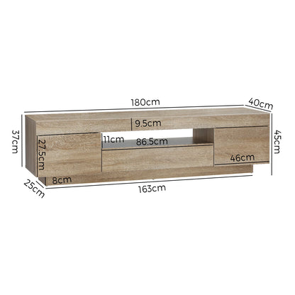 EU-B6-180-WD Oikiture TV Cabinet Entertainment Unit Stand Storage Drawer White Wooden 180cm