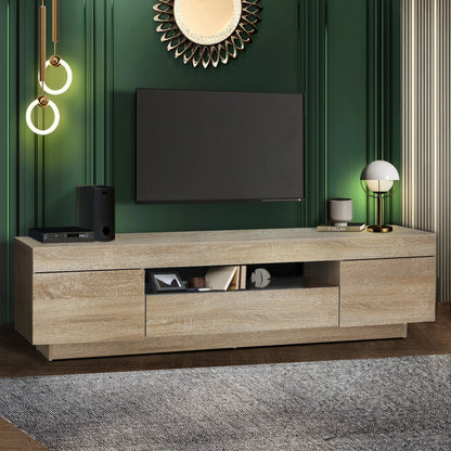 EU-B6-180-WD Oikiture TV Cabinet Entertainment Unit Stand Storage Drawer White Wooden 180cm
