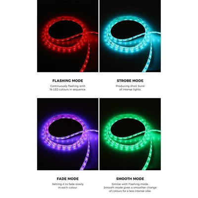 EU-BD-D2-180-BK-AB Oikiture TV Unit Entertainment Unit TV Cabinet Stand Gloss LED RGB Black 180CM