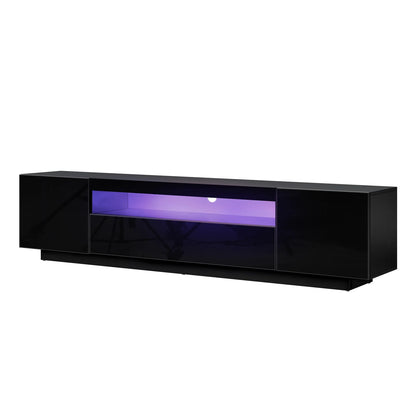 EU-BD-D3-180-BK-AB Oikiture Entertainment Unit TV Stand Cabinet Gloss RGB LED Black 180CM