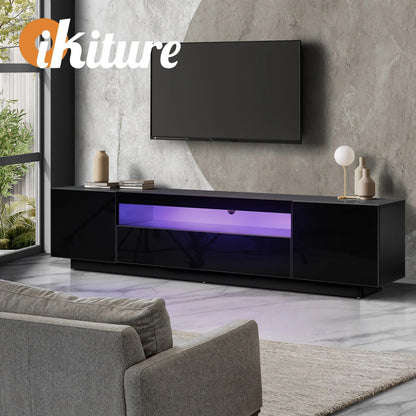 EU-BD-D3-180-BK-AB Oikiture Entertainment Unit TV Stand Cabinet Gloss RGB LED Black 180CM