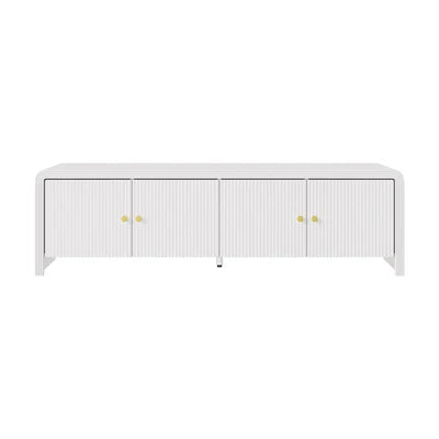 EU-GRACE-4D-WH-AB Oikiture TV Cabinet Entertainment Unit Stand 160cm Storage Shelves Fluted Doors