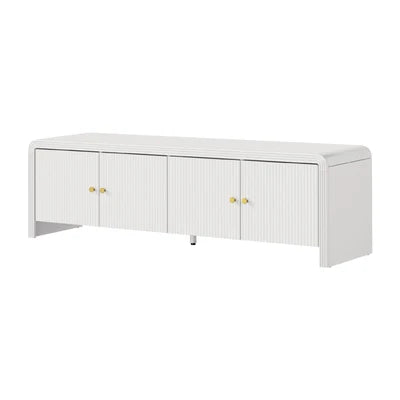EU-GRACE-4D-WH-AB Oikiture TV Cabinet Entertainment Unit Stand 160cm Storage Shelves Fluted Doors
