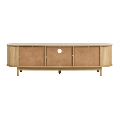 EU-ILEE-3D-WD Oikiture TV Cabinet Entertainment Unit Stand 160cm Wooden Storage Shelf Natural