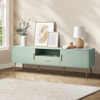 EU-TOMX-160-GN-AB Oikiture TV Cabinet Entertainment Unit Stand 160cm Storage Drawer Shelf Green