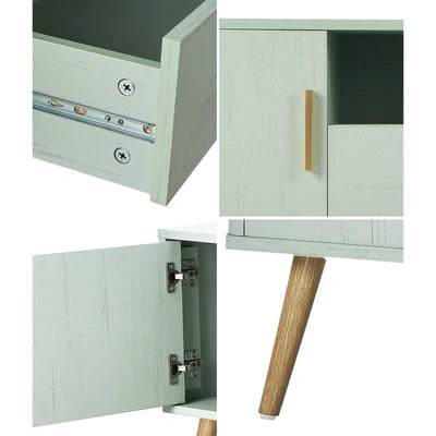 EU-TOMX-160-GN-AB Oikiture TV Cabinet Entertainment Unit Stand 160cm Storage Drawer Shelf Green