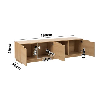 EU-VIK-4D-WD Oikiture TV Cabinet Entertainment Unit Stand Wooden Storage Shelf 180cm