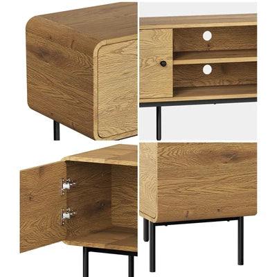 EU-VJ-SUYI-180-WD-AB Oikiture TV Cabinet Entertainment Unit Stand 180cm Wooden Storage Shelves Oak