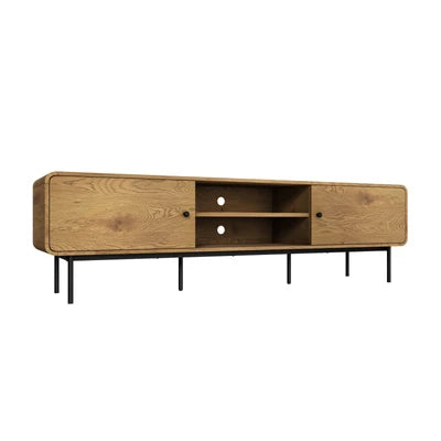 EU-VJ-SUYI-180-WD-AB Oikiture TV Cabinet Entertainment Unit Stand 180cm Wooden Storage Shelves Oak
