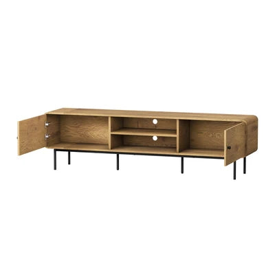 EU-VJ-SUYI-180-WD-AB Oikiture TV Cabinet Entertainment Unit Stand 180cm Wooden Storage Shelves Oak