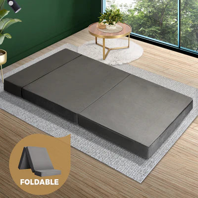 FM-B4-S3-GY Bedra Folding Foam Mattress Sofa Bed Trifold Camping Sleeping Cushion Mat Double
