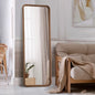 FM-B-RECT-16560-WN Oikiture Full Length Mirror 166x60cm Rectangle Dressing Floor Mirrors Walnut