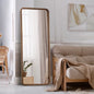FM-B-RECT-18070-WN Oikiture Full Length Mirror 180x70cm Rectangle Dressing Floor Mirrors Walnut