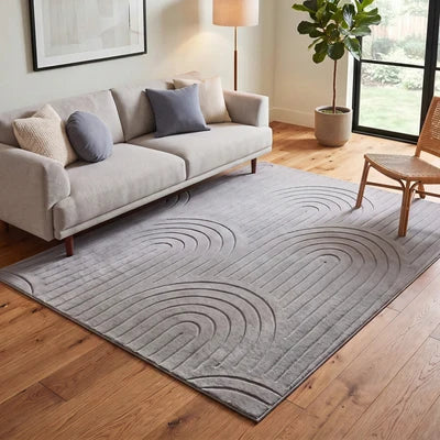 FR-JAC-SL-A-1623 Oikiture Geometric Arch Jacquard Area Rug Modern Floor Carpet 160X230cm Grey
