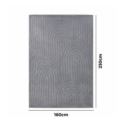 FR-JAC-SL-A-1623 Oikiture Geometric Arch Jacquard Area Rug Modern Floor Carpet 160X230cm Grey