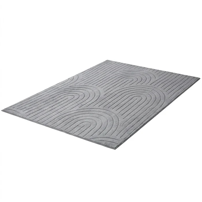 FR-JAC-SL-A-2029 Oikiture Geometric Arch Jacquard Area Rug Modern Floor Carpet 200X290cm Grey