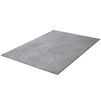 FR-JAC-SL-A-2029 Oikiture Geometric Arch Jacquard Area Rug Modern Floor Carpet 200X290cm Grey