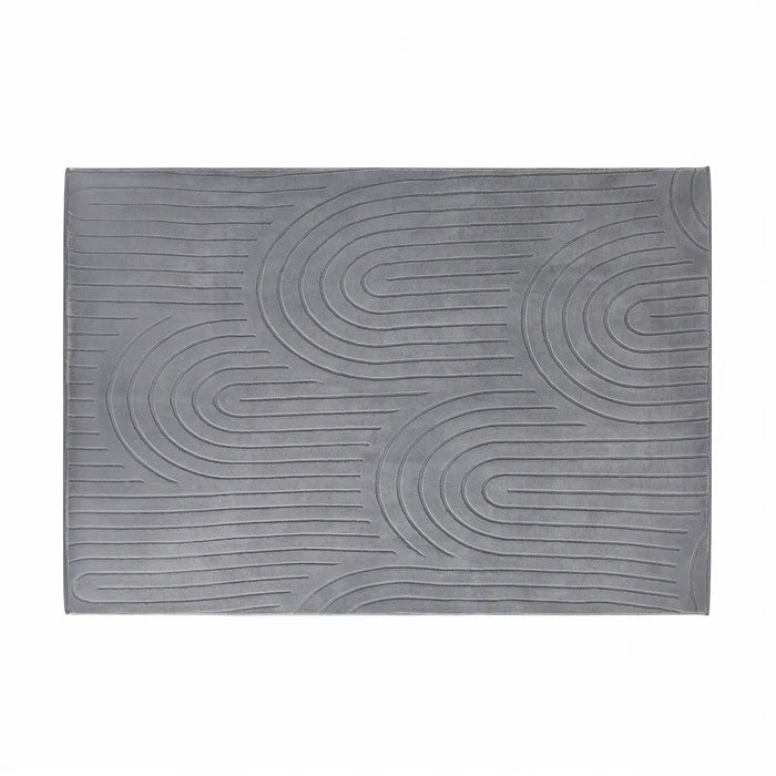 FR-JAC-SL-A-2029 Oikiture Geometric Arch Jacquard Area Rug Modern Floor Carpet 200X290cm Grey