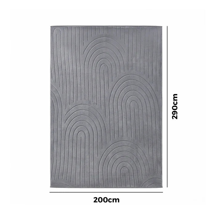 FR-JAC-SL-A-2029 Oikiture Geometric Arch Jacquard Area Rug Modern Floor Carpet 200X290cm Grey
