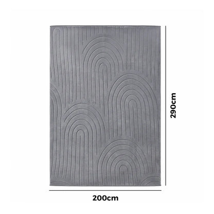 FR-JAC-SL-A-2029 Oikiture Geometric Arch Jacquard Area Rug Modern Floor Carpet 200X290cm Grey