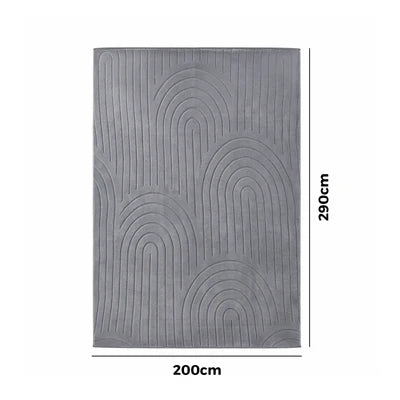 FR-JAC-SL-A-2029 Oikiture Geometric Arch Jacquard Area Rug Modern Floor Carpet 200X290cm Grey