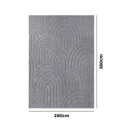 FR-JAC-SL-A-2838 Oikiture Geometric Arch Jacquard Area Rug Modern Floor Carpet 280X380cm Grey