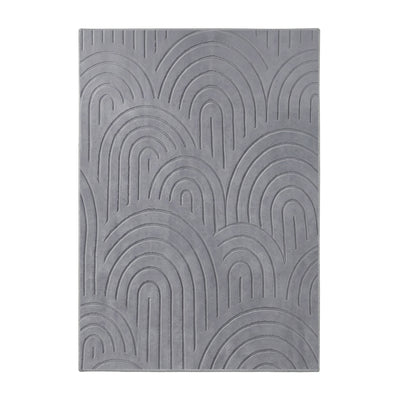 FR-JAC-SL-A-2838 Oikiture Geometric Arch Jacquard Area Rug Modern Floor Carpet 280X380cm Grey