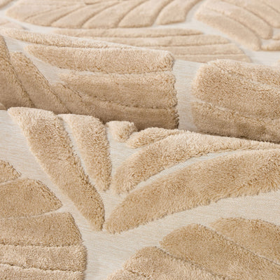 FR-JAC-SL-C-2434 Oikiture Embossed Leaf Area Rug Jacquard Texture Floor Carpet 240X340cm Beige