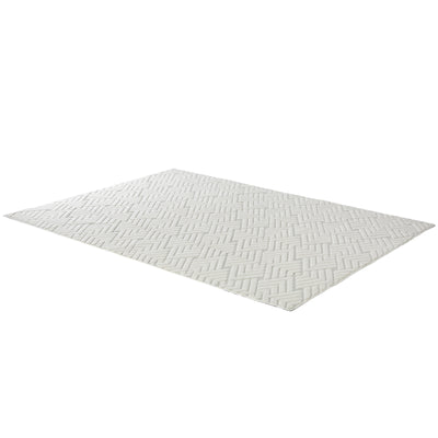 FR-JAC-SL-D-2434 Oikiture Jacquard Area Rug Geometric Texture Floor Carpet 240X340cm Ivory Cream