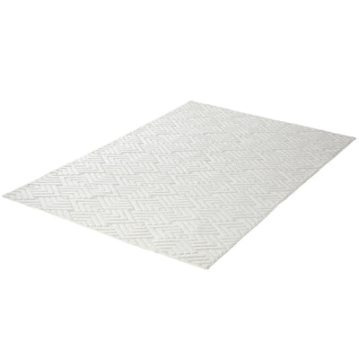 FR-JAC-SL-D-2434 Oikiture Jacquard Area Rug Geometric Texture Floor Carpet 240X340cm Ivory Cream