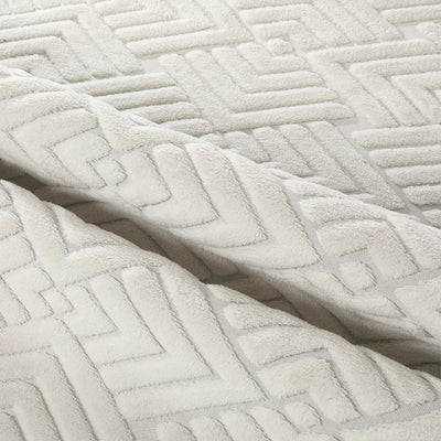 FR-JAC-SL-D-2434 Oikiture Jacquard Area Rug Geometric Texture Floor Carpet 240X340cm Ivory Cream