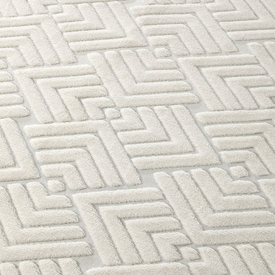 FR-JAC-SL-D-2434 Oikiture Jacquard Area Rug Geometric Texture Floor Carpet 240X340cm Ivory Cream
