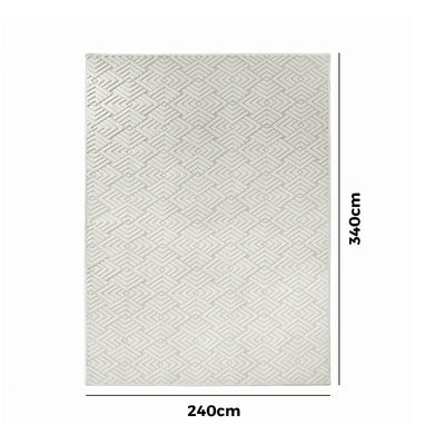FR-JAC-SL-D-2434 Oikiture Jacquard Area Rug Geometric Texture Floor Carpet 240X340cm Ivory Cream