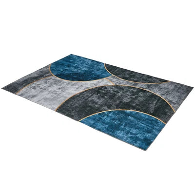 FR-PFW-GEO-A-2838 Oikiture Abstract Geometric Area Rug Washable Low Pile Carpet Decor 280X380cm