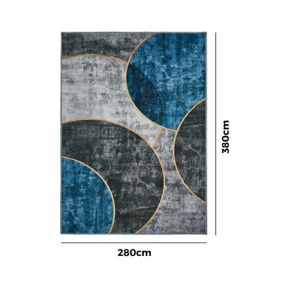 FR-PFW-GEO-A-2838 Oikiture Abstract Geometric Area Rug Washable Low Pile Carpet Decor 280X380cm