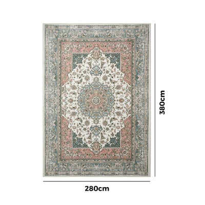 FR-PFW-PER-A-2838 Oikiture Vintage Persian Area Rug Washable Soft Low Pile Carpet 280X380cm