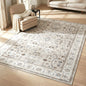 FR-PFW-PER-B-1623 Oikiture Vintage Oriental Floral Area Rug Washable Low Pile Carpet 160X230cm
