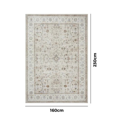 FR-PFW-PER-B-1623 Oikiture Vintage Oriental Floral Area Rug Washable Low Pile Carpet 160X230cm