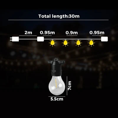 Scratched FSL-A1930-BK Mazam 30M Festoon String Lights LED Christmas Waterproof Wedding Party Outdoor