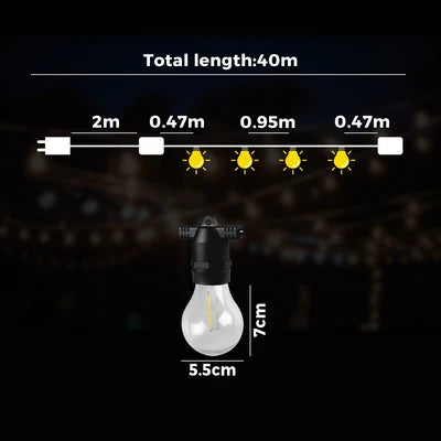 Scratched FSL-A1940-BK Mazam 40M Festoon String Lights LED Christmas Waterproof Wedding Party Outdoor