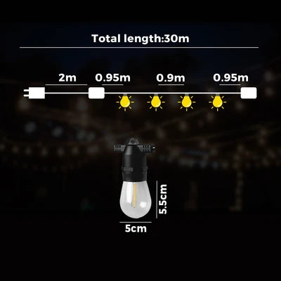 Scratched FSL-S1430-BK Mazam 30M LED Festoon String Lights Christmas Wedding Party Outdoor Waterproof