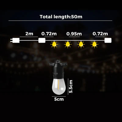 FSL-S1450-BK Mazam 50M LED Festoon String Lights Christmas Wedding Party Outdoor Waterproof