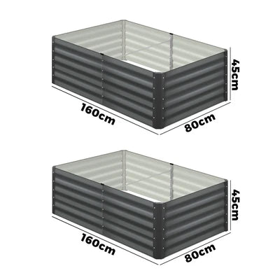 GB-45-16080-GY-2PC Livsip Garden Bed Kits Raised Instant Planter 320x80x45CM Galvanised Steel