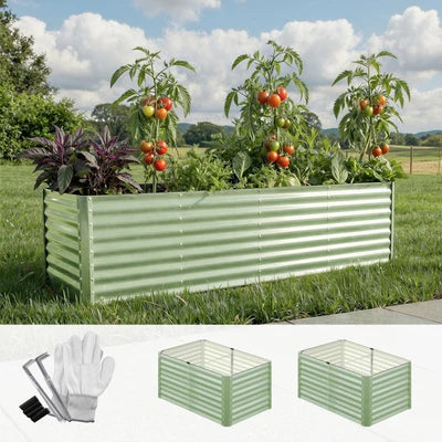 GB-73-12080-GN-2PC Livsip Garden Bed 240x80x73CM Raised Container Vegetable Planter Box Green