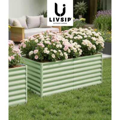 GB-73-12080-GN-2PC Livsip Garden Bed 240x80x73CM Raised Container Vegetable Planter Box Green
