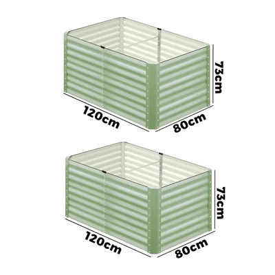 GB-73-12080-GN-2PC Livsip Garden Bed 240x80x73CM Raised Container Vegetable Planter Box Green