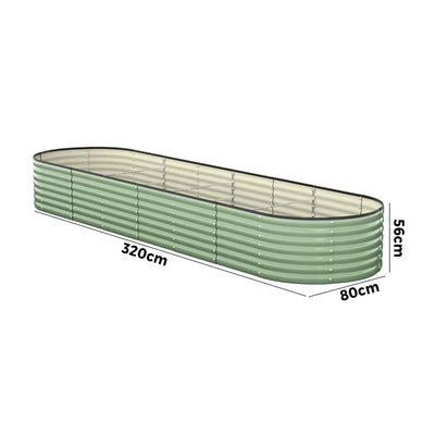 GB-O56-32080-GN Livsip Garden Bed 320x80x56cm Planter Box Raised Container Galvanised Green