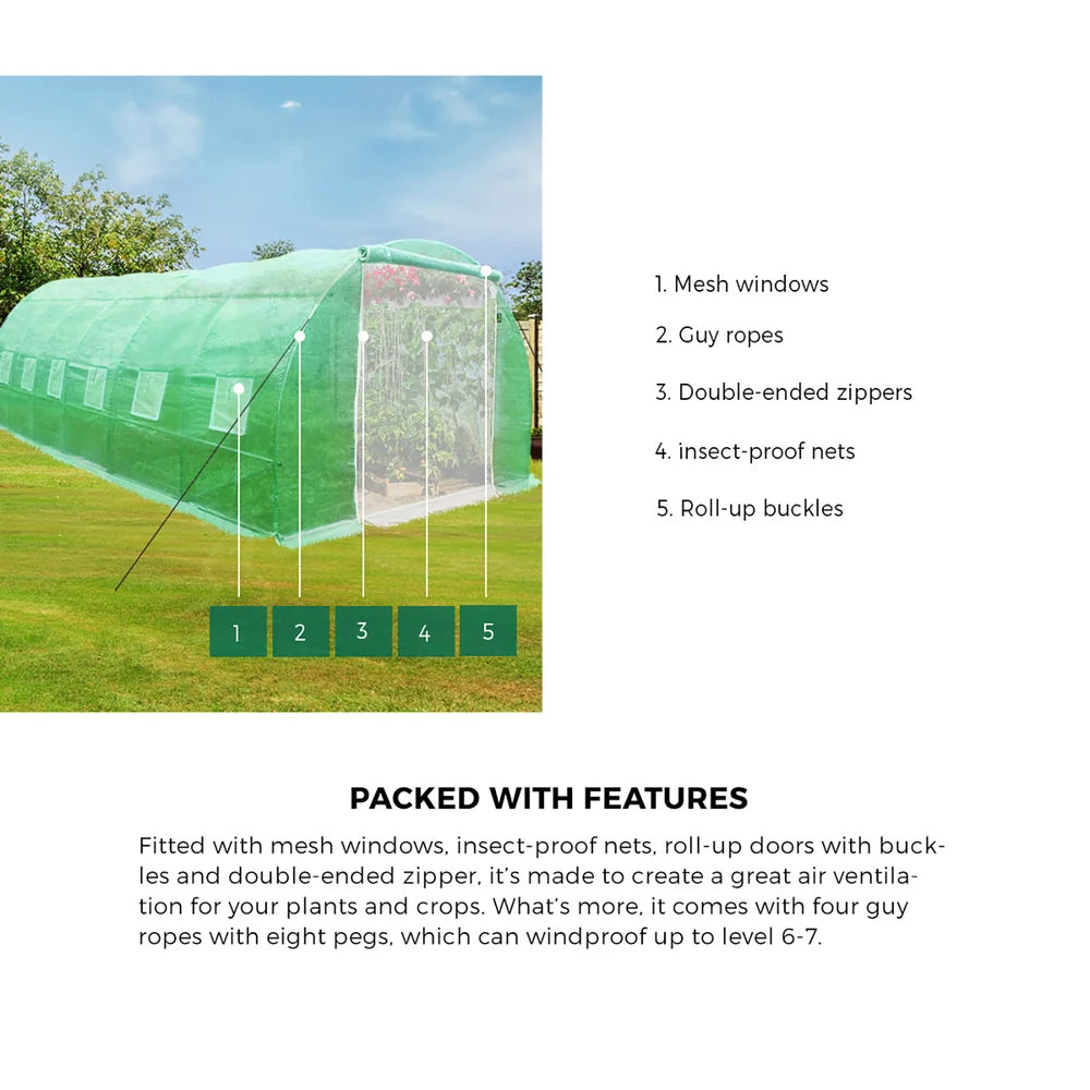 GH-T-6-3-AB Livsip Greenhouse 6MX3M Walk in Green House Tunnel Plant Garden Shed Storage