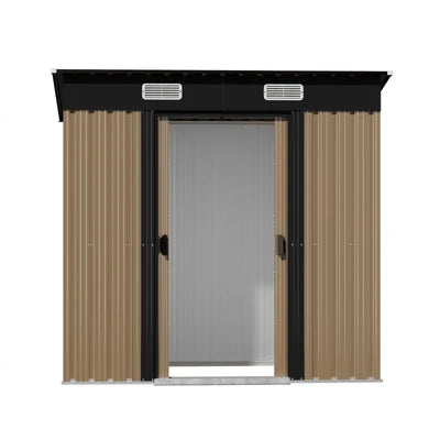 GS-4X6-GYBR Livsip Garden Shed 1.94x1.21M Outdoor Storage Tool Workshop Cabin Steel House