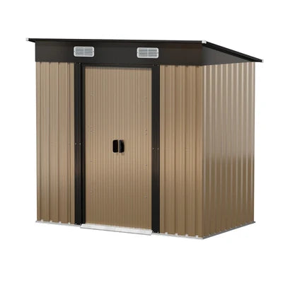 GS-4X6-GYBR Livsip Garden Shed 1.94x1.21M Outdoor Storage Tool Workshop Cabin Steel House